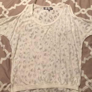 JLO cold shoulder leopard print sweater